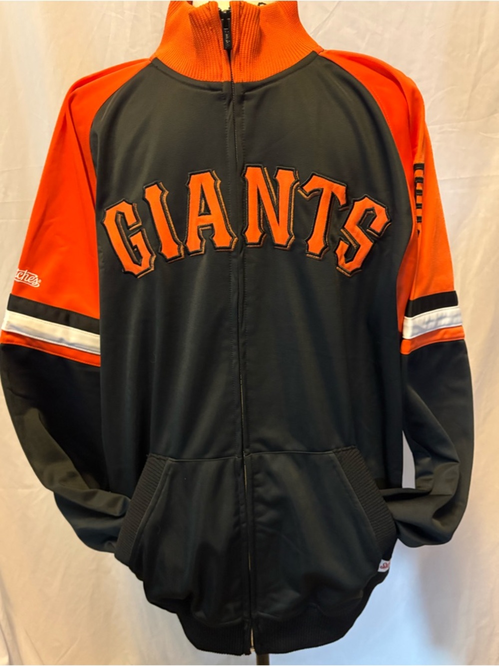 Stitches Black and Orange Giants Full-Zip Bomber Jacket